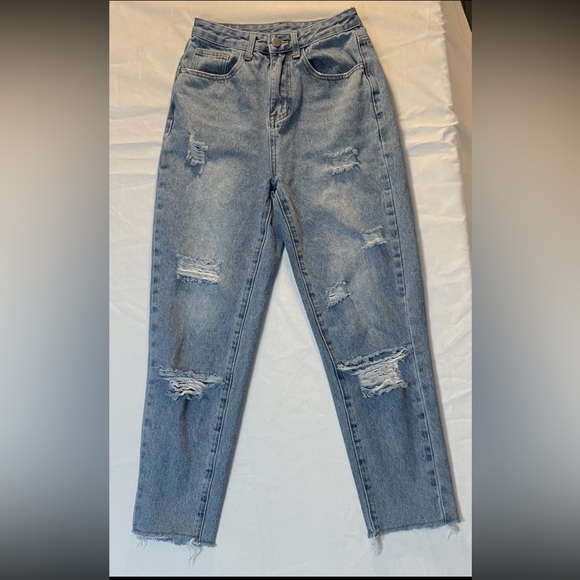 SHEIN Denim - Ripped Washed Straight Leg Jeans
